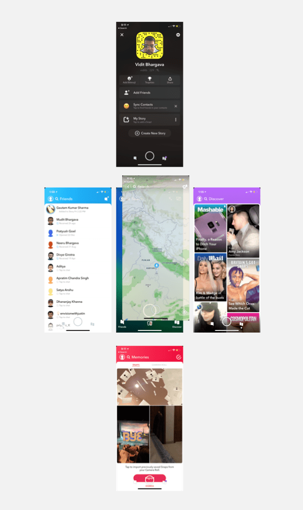 Interaction design,ui/ux,web design,adobe xd,adobe photoshop,adobe illustrator. Redesigning The Snapchat Ui Problem By Vidit Bhargava Medium