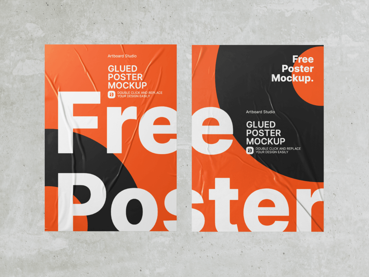 The biggest source of free photorealistic mockups online! Free Glued Poster Mockup Template