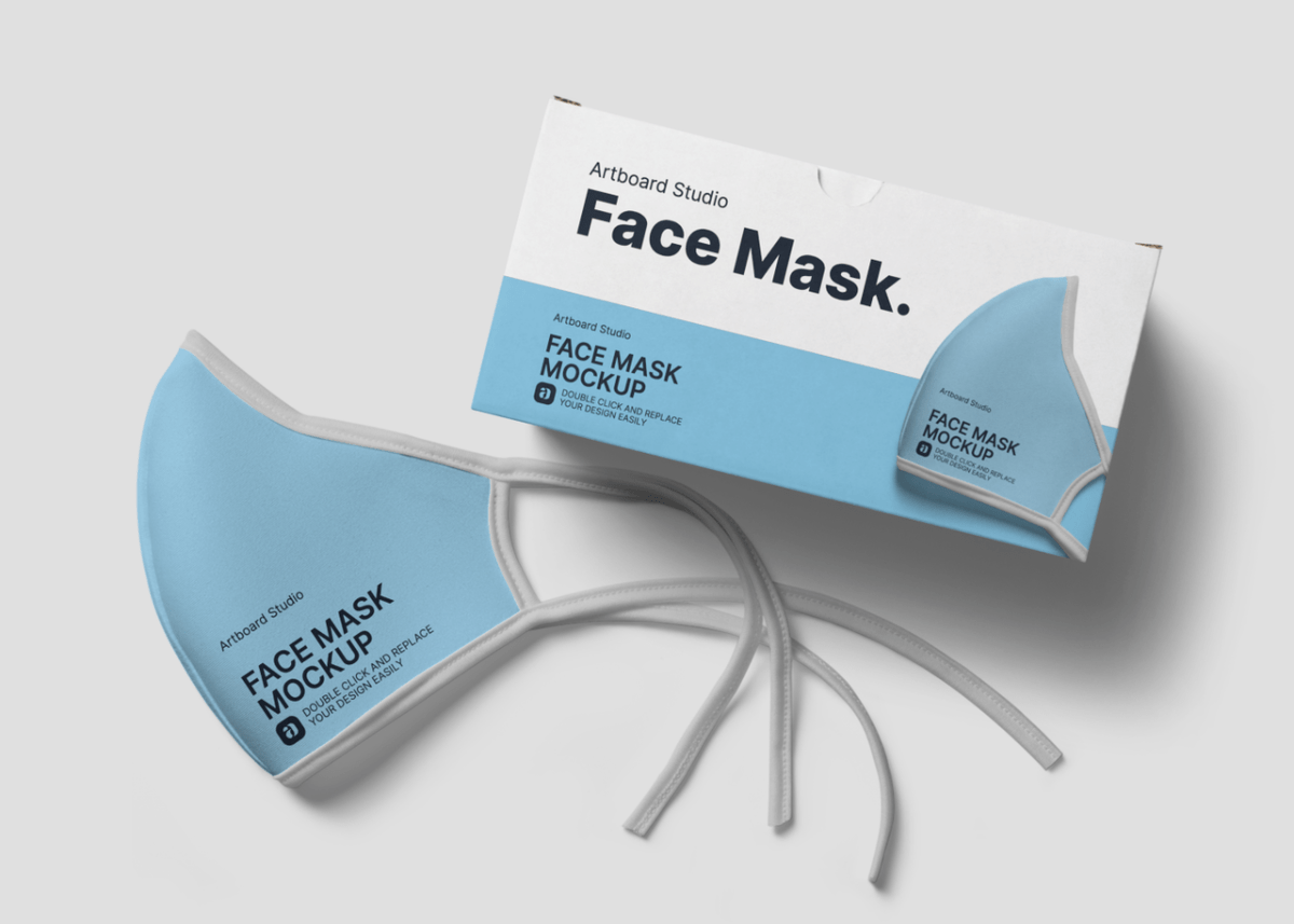 All file is in photoshop (psd) format. Face Mask With Box Mockup Template